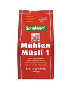 Seitenbacher Mühlen Müsli 1 in roter 1000-g-Familienpackung – Dinkel-Müsli mit Vollkornflocken