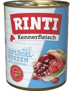 RINTI Kennerfleisch Geflügelherzen 800g - Hundefutter mit Hühnerherzen